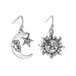 Retro sun and moon earrings asymmetric face earrings women's ethnic make-up earrings