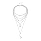 Jewelry Fashion Diamond Crescent Pendant Necklace Women's Popular Disc Chain Straight Tube Multilayer Necklace