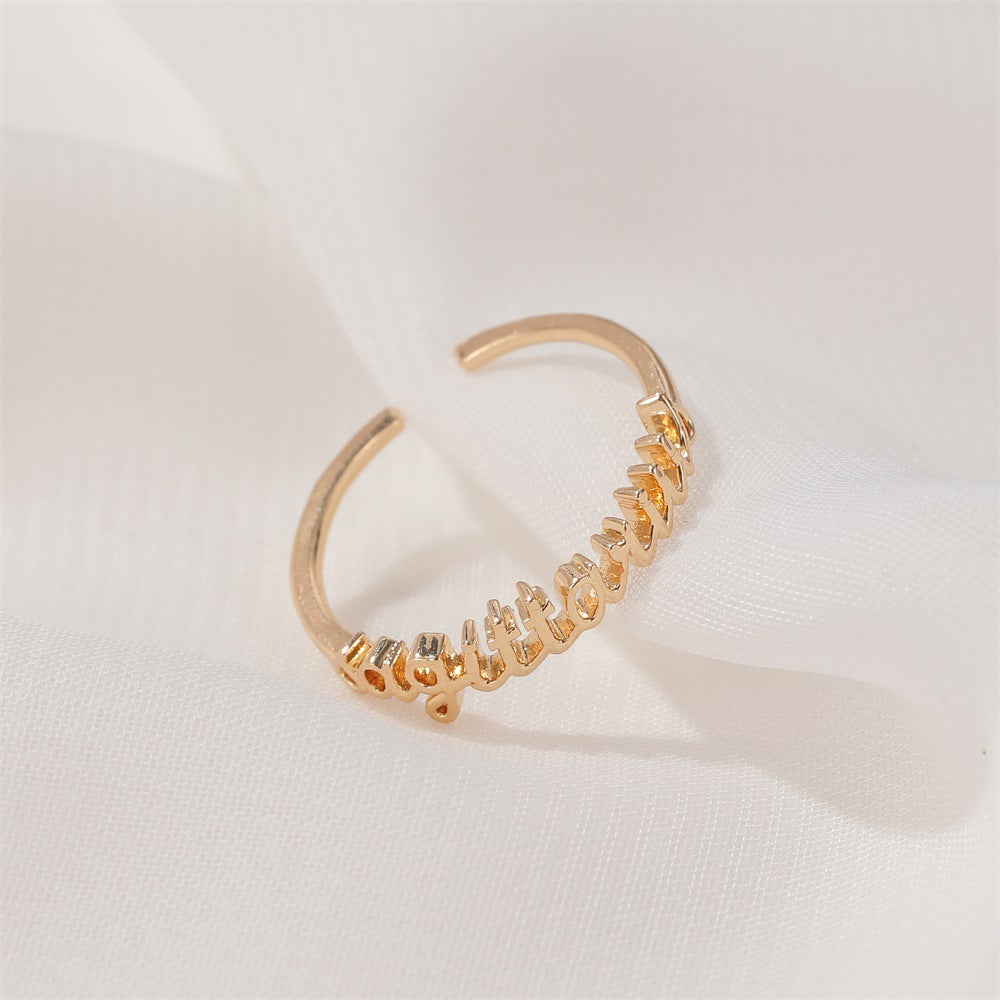 Jewelry Personality Simple Twelve Constellation Ring Alphabet Ring Ladies Open Index Finger Single Ring