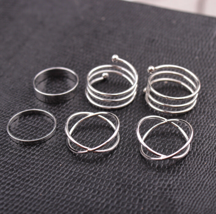 Vintage Exaggerated Knuckle Ring Fashion Simple Ring Jewelry Set