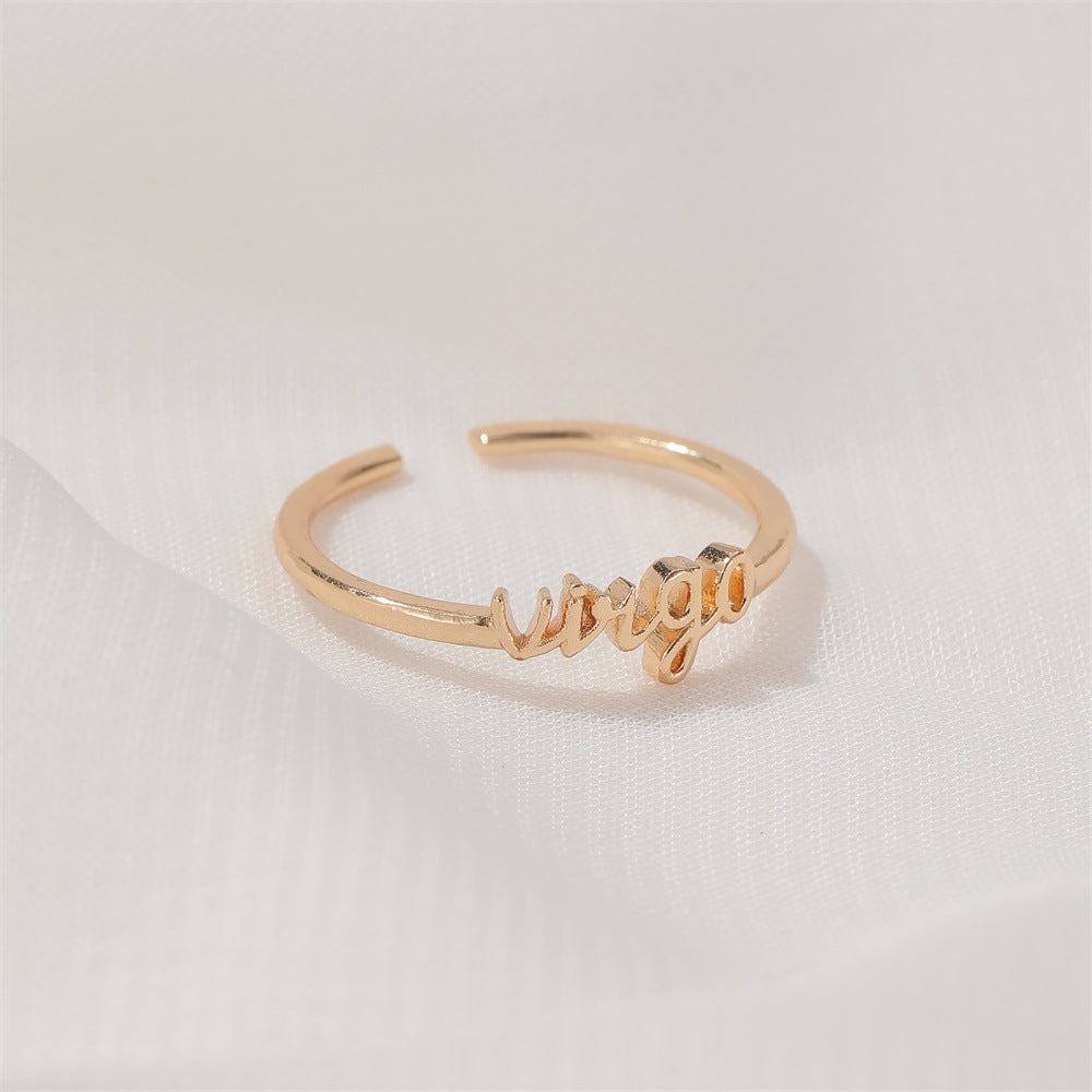 Jewelry Personality Simple Twelve Constellation Ring Alphabet Ring Ladies Open Index Finger Single Ring