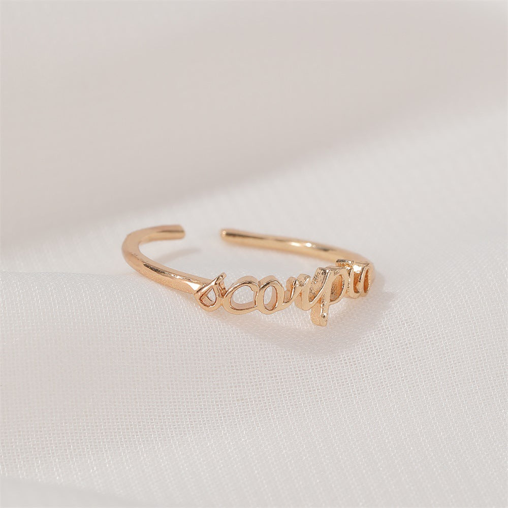 Jewelry Personality Simple Twelve Constellation Ring Alphabet Ring Ladies Open Index Finger Single Ring