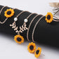 Sunflower leaves flower pendant collarbone chain necklace earrings set branches three-piece set