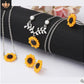 Sunflower leaves flower pendant collarbone chain necklace earrings set branches three-piece set