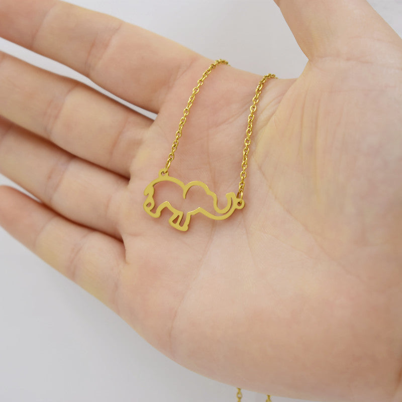 Jewelry Fashion Elephant Pendant Necklace Lucky Hollow Lucky Elephant Clavicle Chain Explosion