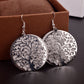 Fashion boutique earrings hollow tree of life frosted earrings women's metal disc earrings girls heart