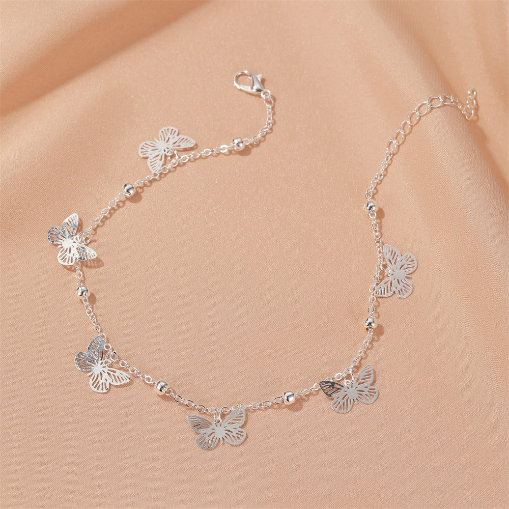 Foot decoration summer beach multi-layer hollow butterfly pendant anklet female personality fashion jewelry