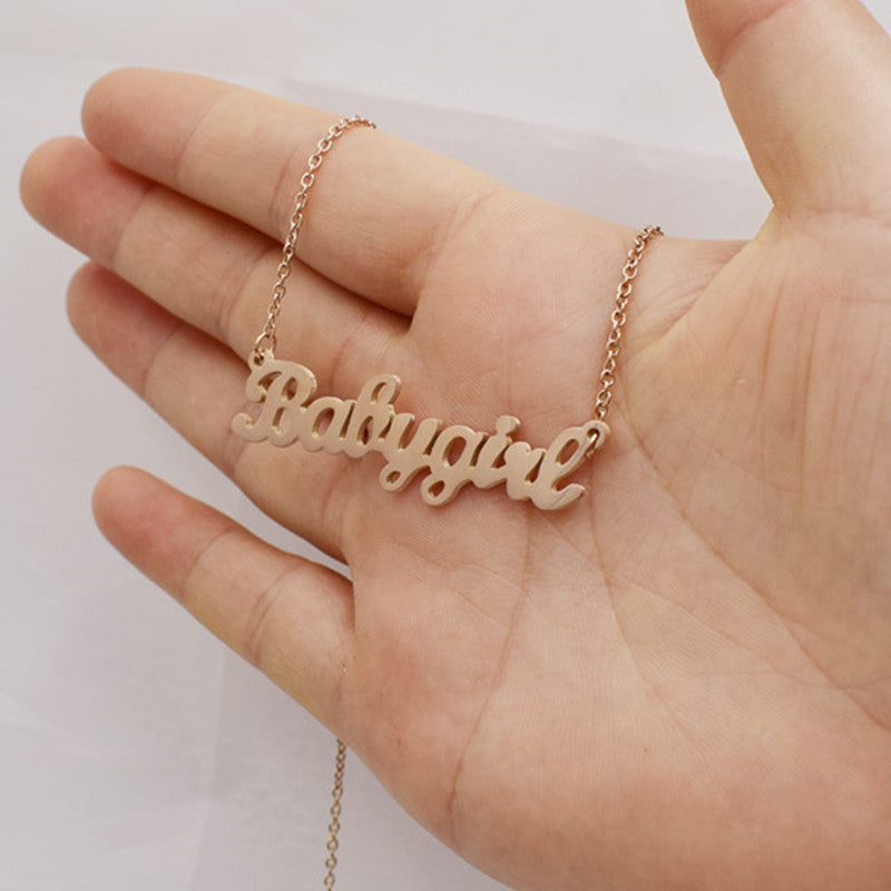 Vintage English Babygirl Stainless Steel Necklace