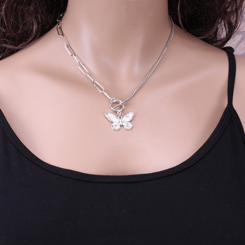 Jewelry retro butterfly necklace female amazo direct supply