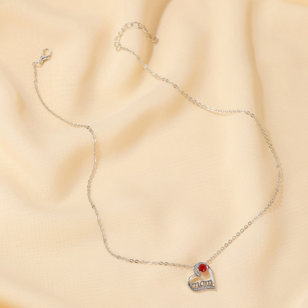 Love Letter Necklace Temperament Simple Heart Shaped Mom Necklace Pendant for Mom Mother's Day Gift