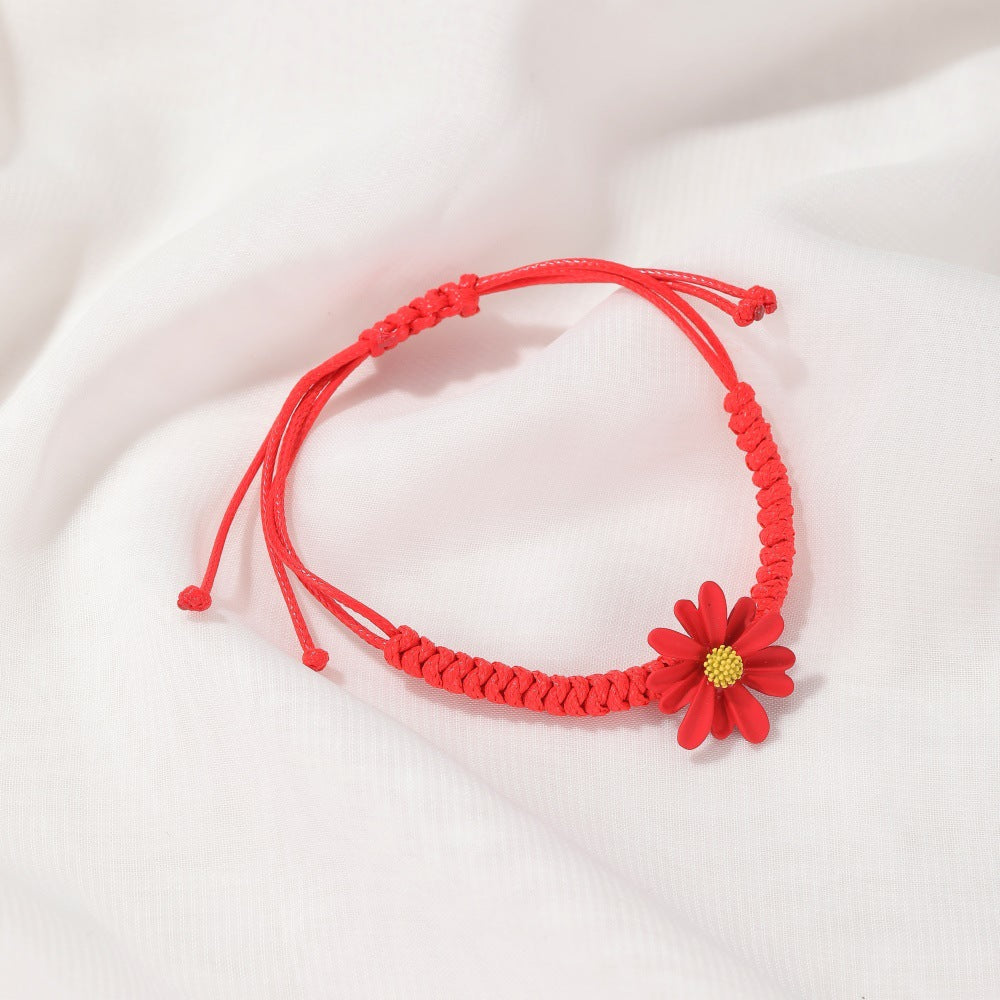 Summer small daisy bracelet hand-woven hand rope small fresh red rope bracelet Mori students girlfriends hand ornaments