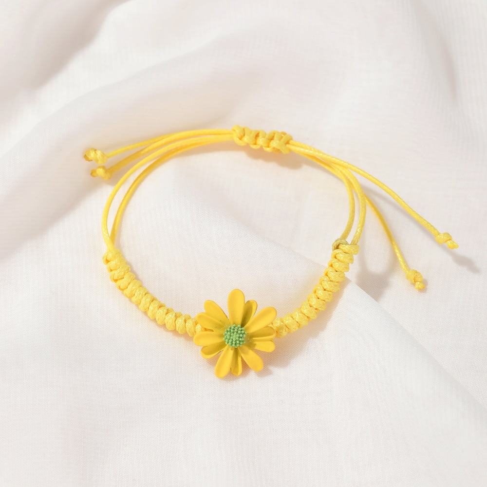 Summer small daisy bracelet hand-woven hand rope small fresh red rope bracelet Mori students girlfriends hand ornaments