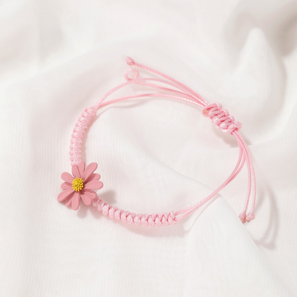 Summer small daisy bracelet hand-woven hand rope small fresh red rope bracelet Mori students girlfriends hand ornaments