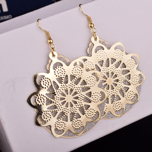 Stall Exaggerated Earrings Ferris Wheel Turntable Frosted Earrings Alloy Ear Jewelry Earrings