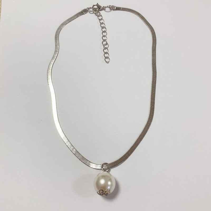 Jewelry Retro Copper Snake Chain Baroque Pearl Portrait Square Necklace Set Chain Female