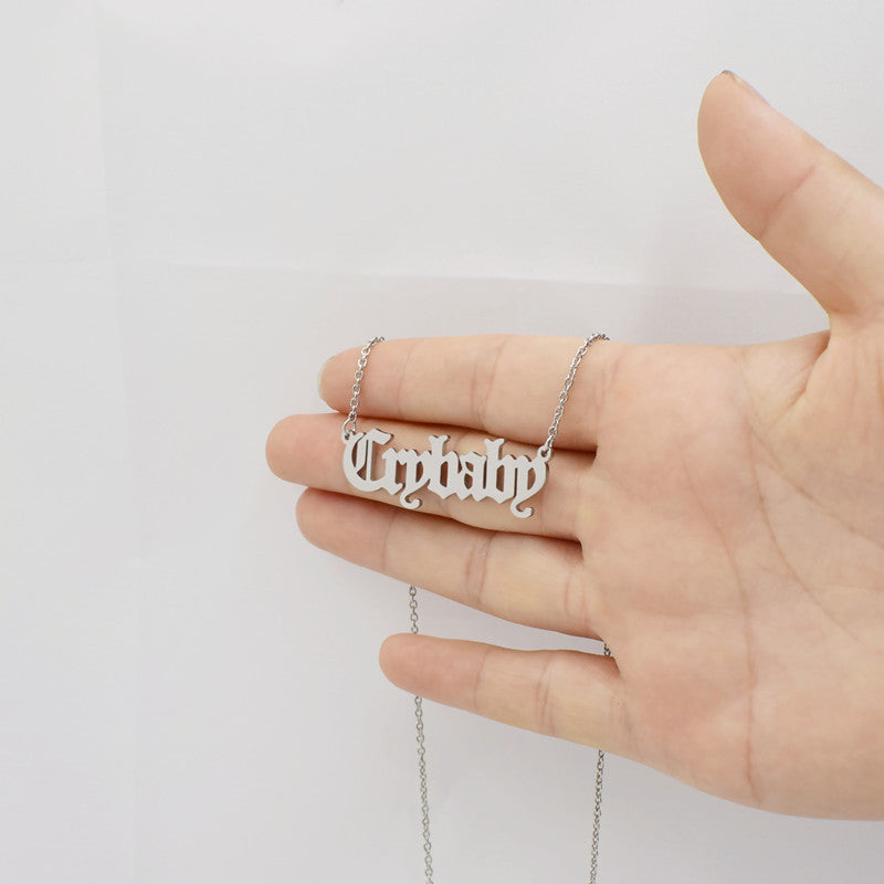 Crybaby Necklace Simple Creative Ancient English Alphabet Necklace Female