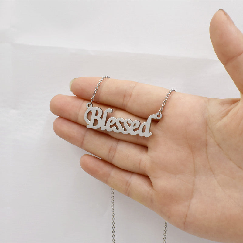 Blessed Necklace Simple Creative Alphabet Pendant Lucky Couple Gift