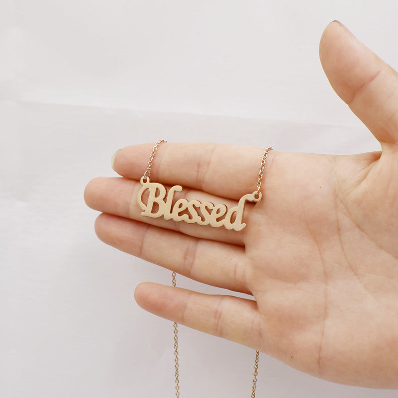 Blessed Necklace Simple Creative Alphabet Pendant Lucky Couple Gift