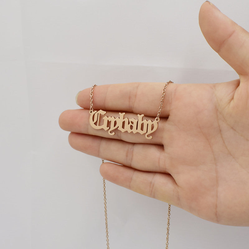 Crybaby Necklace Simple Creative Ancient English Alphabet Necklace Female
