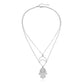Jewelry Hollow Crescent Moon Fatima Hand Pendant Necklace Female Personality Adjustable Multilayer Necklace