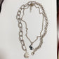 Jewelry Retro Colorful Butterfly Baroque Shaped Pearl Necklace Female Clavicle Chain Two-piece Set