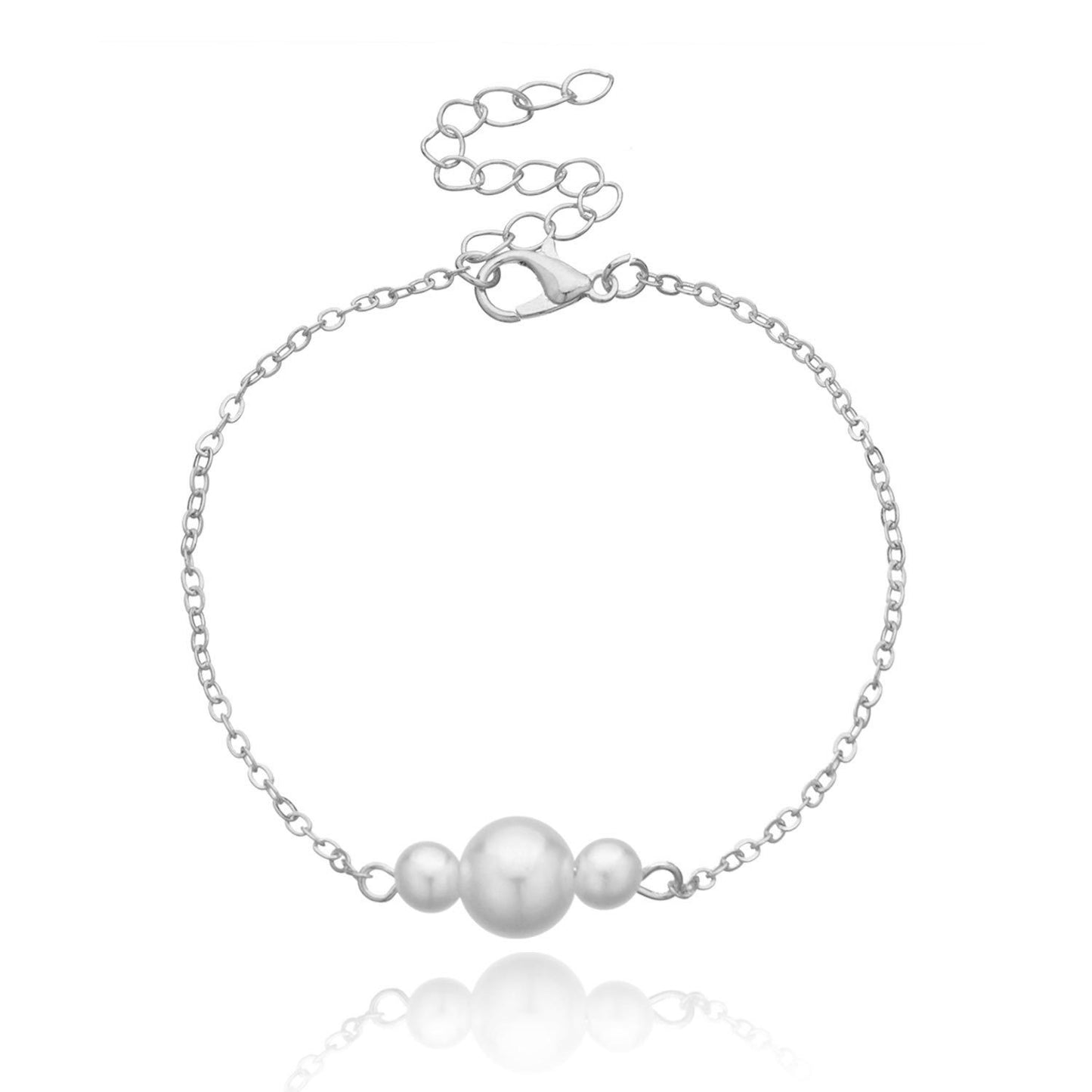 Jewelry Size Pearl Hand Threaded Bracelet Female Fashion Simple Metal Chain Bracelet Jewelry