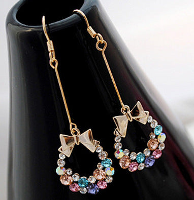 Full Diamond Bowknot Earrings Retro Exquisite Flower Earrings Popular Earrings Jewelry