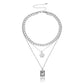 Jewelry Fashion Geometric Square Glass Pendant Necklace Female Exaggerated Aluminum Chain Disc Multilayer Necklace