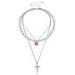 Jewelry Trend Full Diamond Cross Pendant Necklace Female Acrylic Butterfly Pearl Necklace