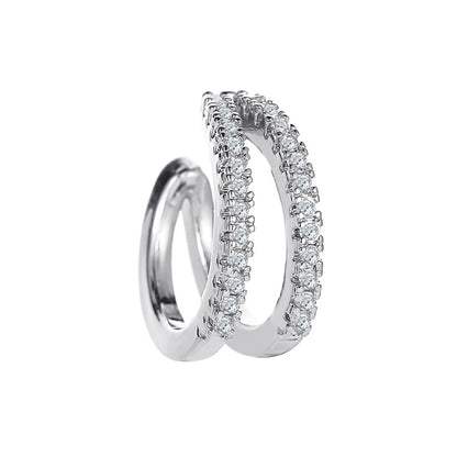 Double-layer full diamond ear clip personality temperament C-shaped ear bone clip fashion earrings simple no-hole earrings