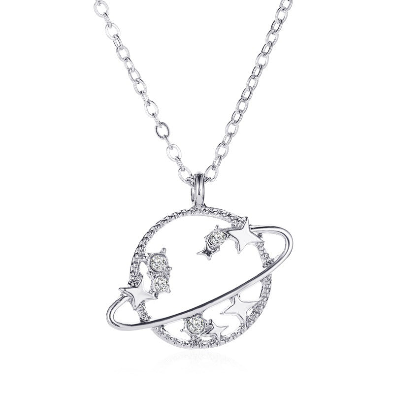 Fashionable Hollow Planet Necklace Xiaohongshu Same Style Clavicle Chain Simple Zircon Cosmos Set Chain