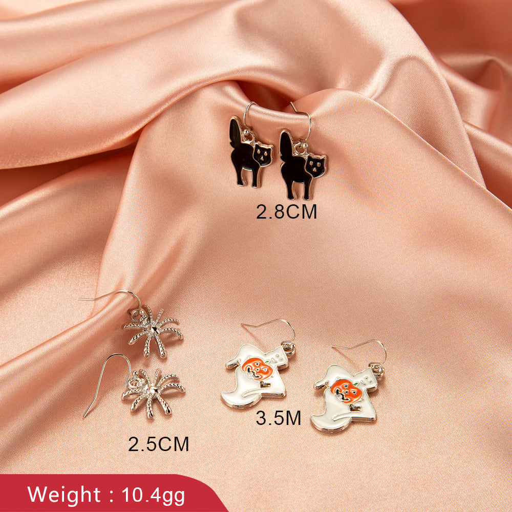 Personality Earrings Halloween Earrings Personality Bat Skull Stud Earrings Fun Funny Set Earrings