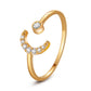 Temperament simple star moon ring classic personality opening adjustable index finger ring female