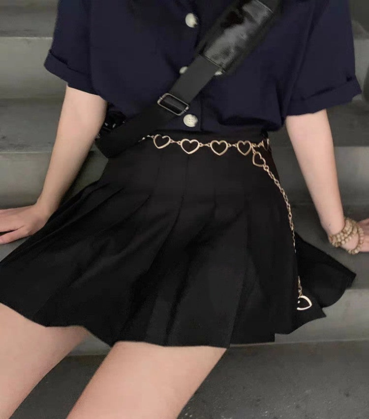Jewelry simple hollow heart size peach heart waist decoration cold hip-hop pants chain waist chain
