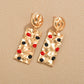 INS color drop oil geometric alloy earrings exaggerated simple retro matte French earrings daily women