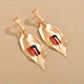 INS color drop oil geometric alloy earrings exaggerated simple retro matte French earrings daily women