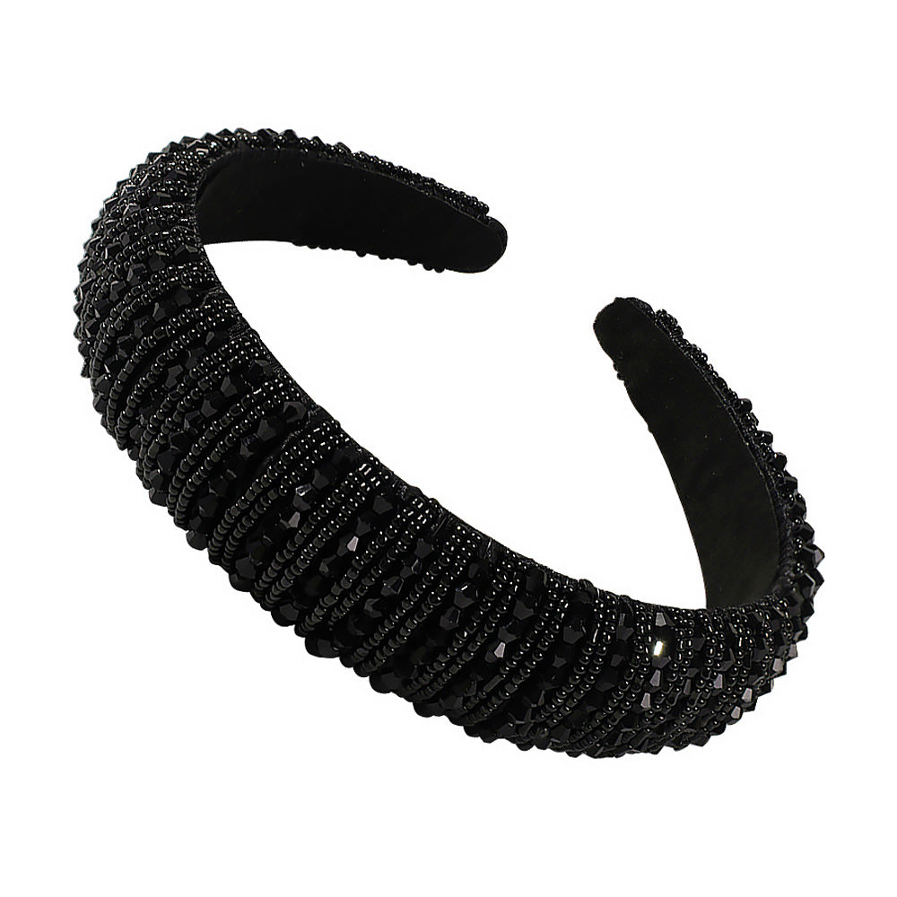 F2355 fashion handmade beaded headband female exaggerated luxury thick sponge wide-brimmed headband