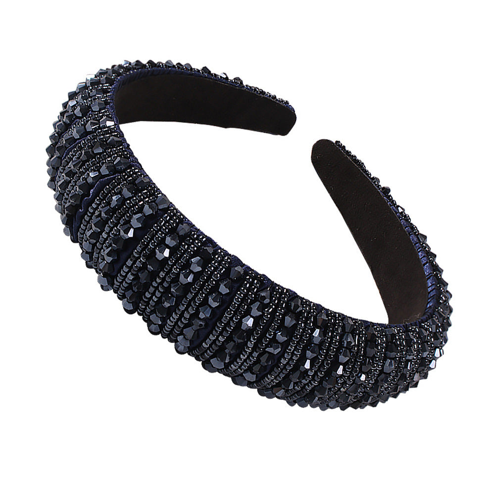 F2355 fashion handmade beaded headband female exaggerated luxury thick sponge wide-brimmed headband