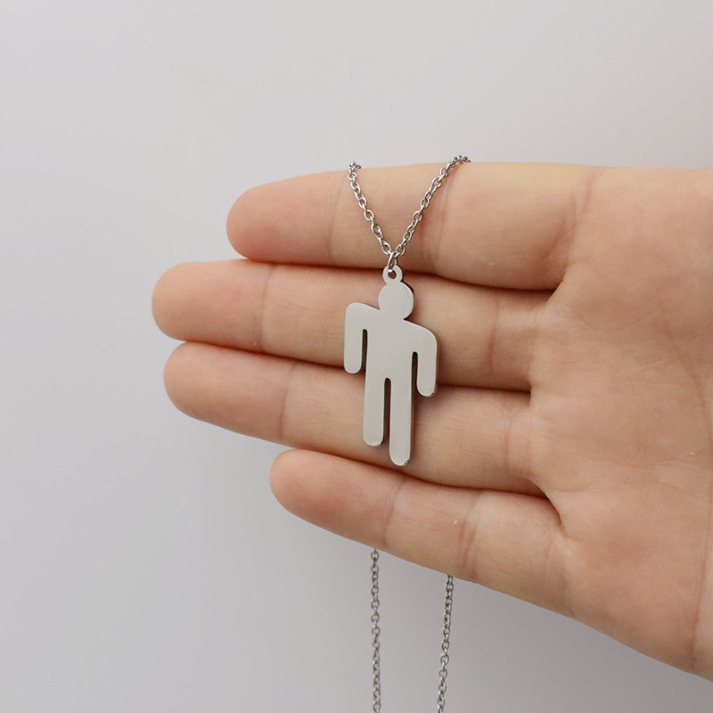 Mini Sportsman Necklace Punk American Billy Rock Music Rapper Singer Figure Icon Titanium Steel