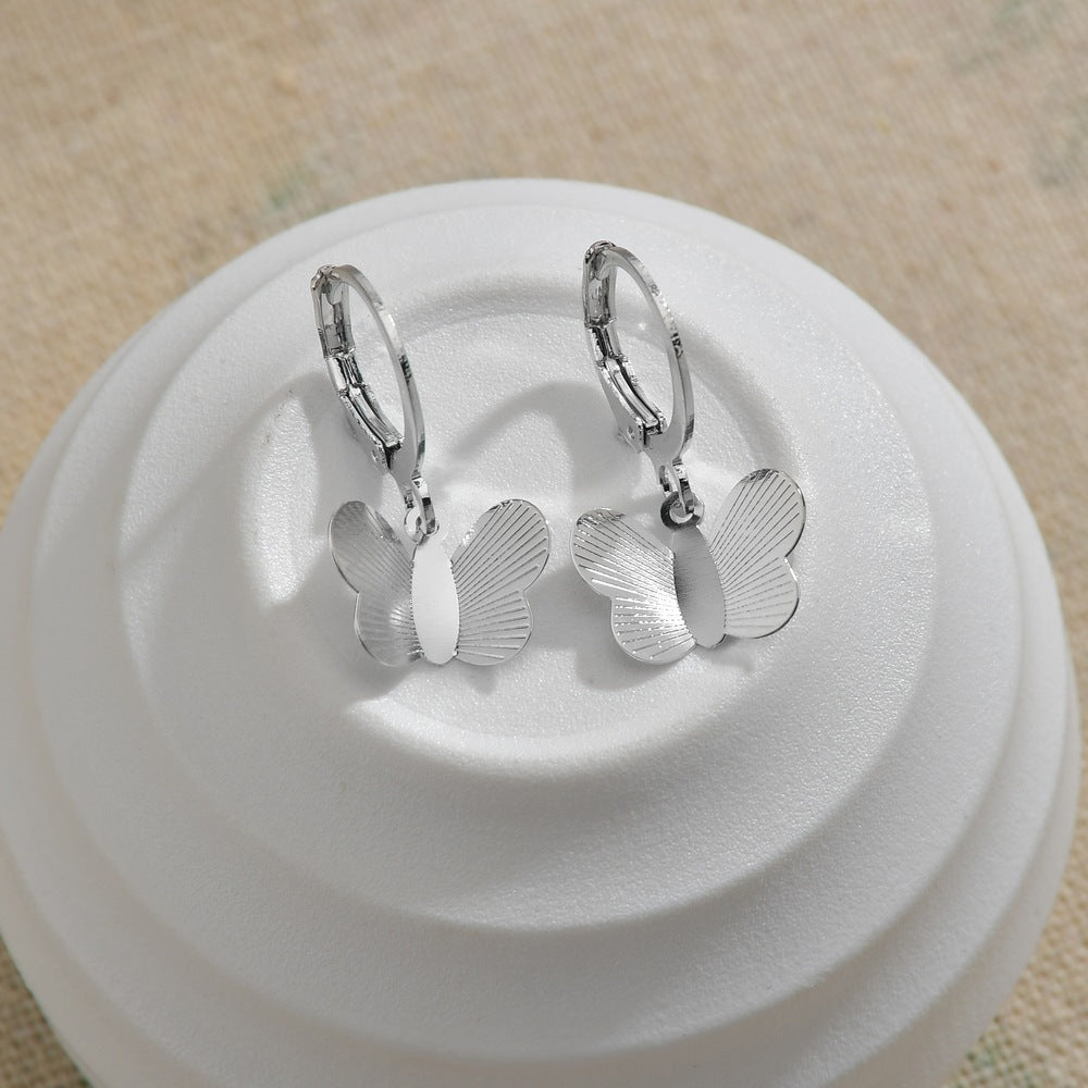 Accessories Small Striped Butterfly Earrings Female Super Fairy Temperament Girls Fresh Fashion Metal Earrings