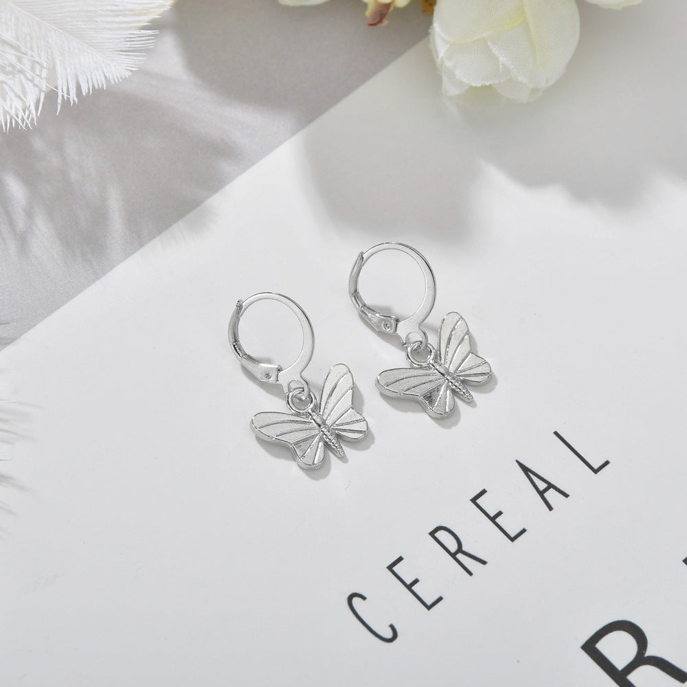 Accessories Retro Butterfly Earrings Female Personality High Cold Alloy Insect Earrings