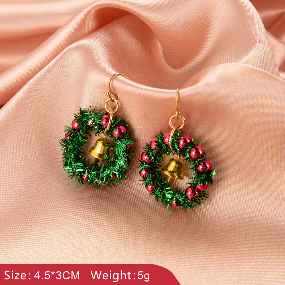 Christmas jewelry creative Christmas tree earrings simple snowman bell earrings female festive holiday accessories