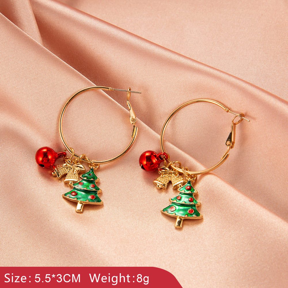 Christmas jewelry creative Christmas tree earrings simple snowman bell earrings female festive holiday accessories