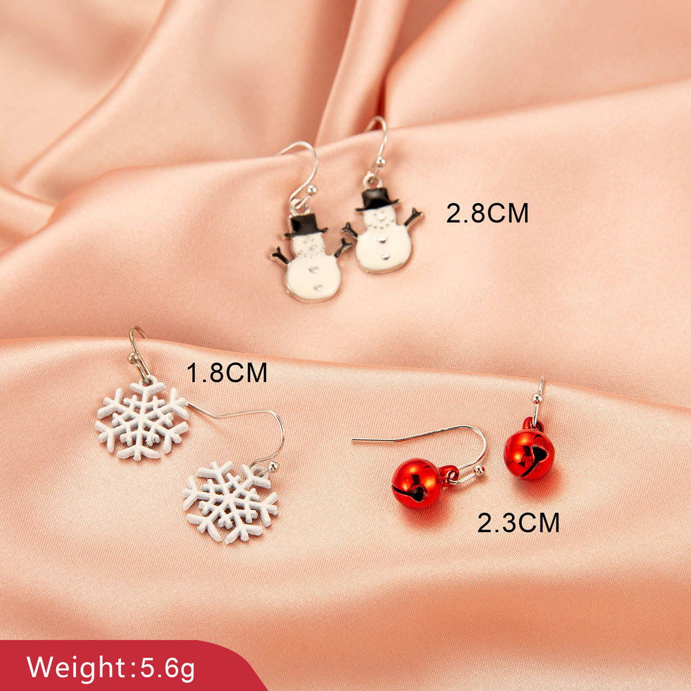 Christmas jewelry creative Christmas tree earrings simple snowman bell earrings female festive holiday accessories