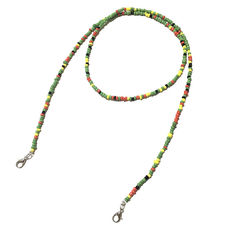 Mask glasses rice bead lanyard chain lanyard beaded glasses rope mask lanyard chain colorful beaded glasses lanyard