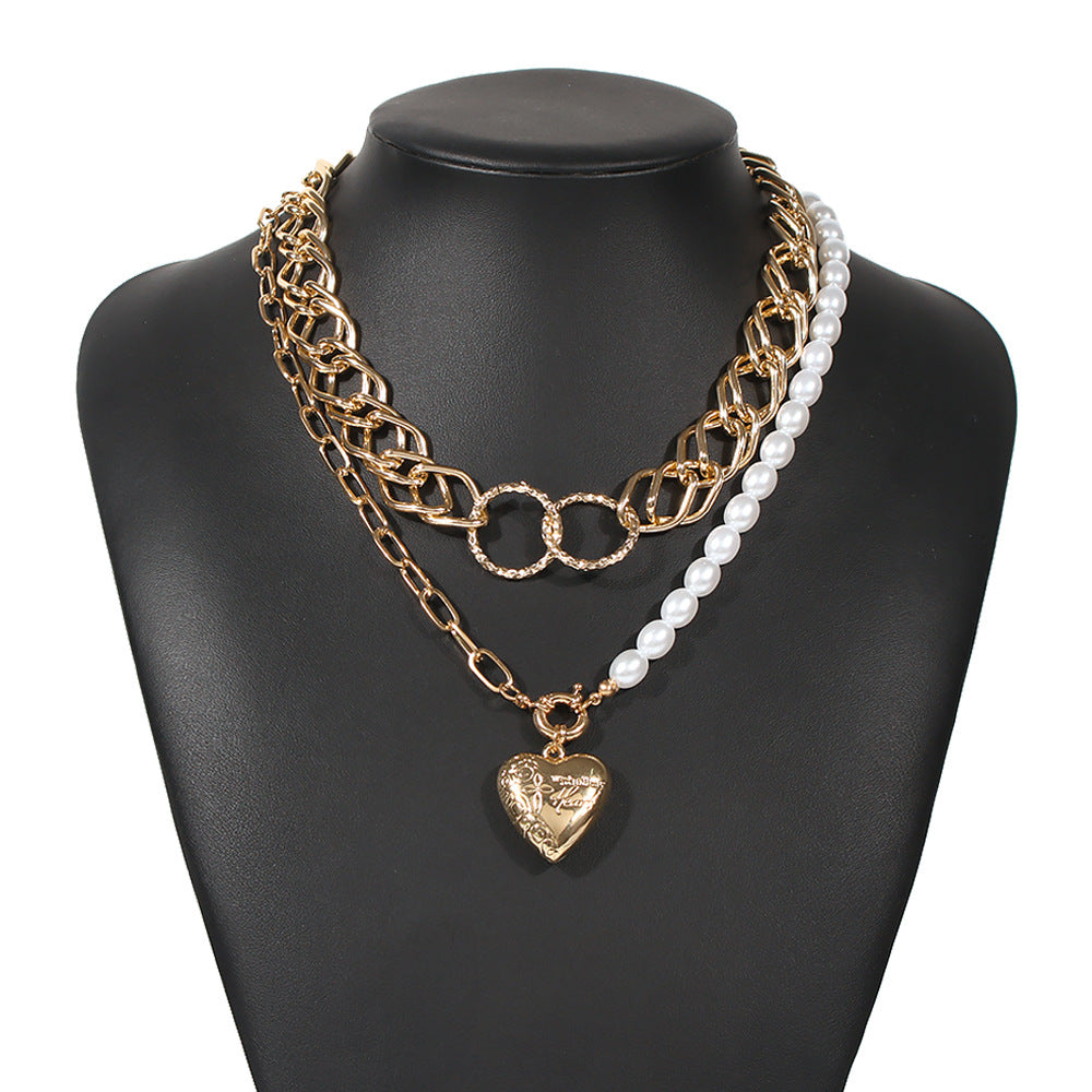 Multi-layer chain element clavicle chain versatile creative fashion necklace retro cold personality necklace