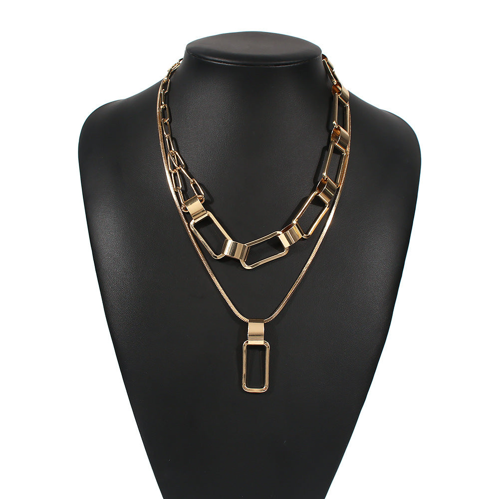 Multi-layer chain element clavicle chain versatile creative fashion necklace retro cold personality necklace
