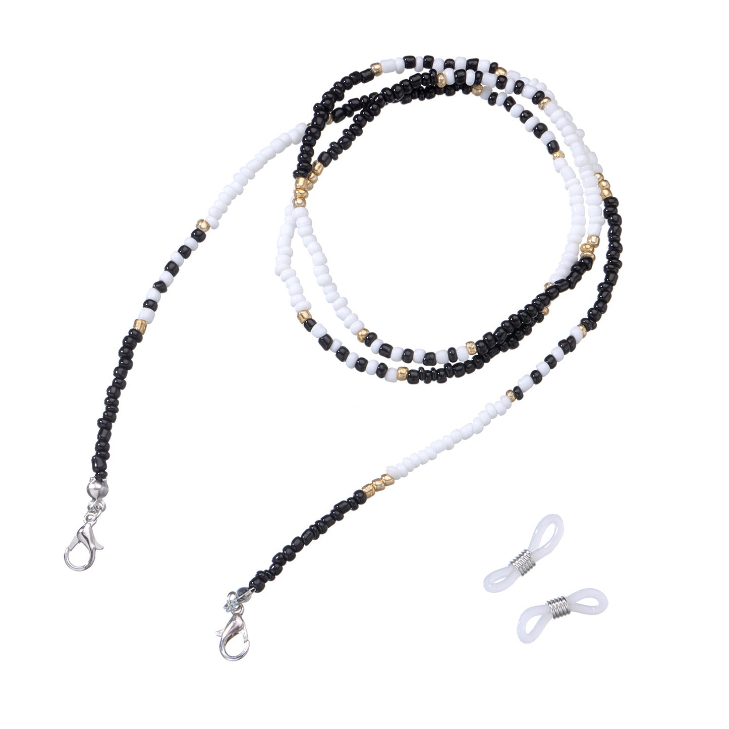 Jewelry Fashion Color Transparent Rice Beads Glasses Holder Women's Face Mask Dual Use Chain