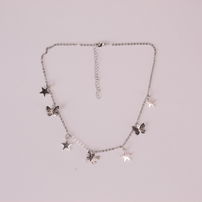 Necklace Sequin Pentagonal Star Butterfly Necklace Clavicle Chain Jewelry Women