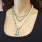 Jewelry multi-layer pearl thick chain necklace female retro lock two-piece chain